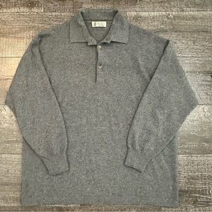 Brunello Cucinelli Men’s Charcoal Polo Sweater